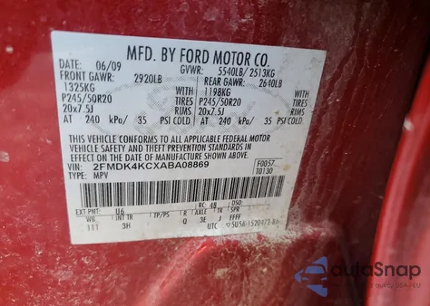 2010 Ford Edge Limited z USA, uszkodzony, nr VIN 2FMDK4KCXABA08869